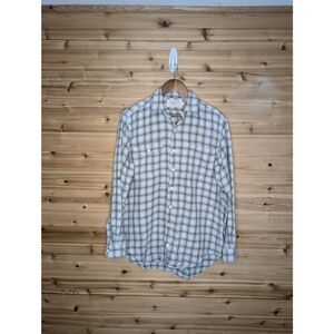 Vintage Polo Ralph Lauren Shirt Mens Medium Blue Plaid 100% Cotton Flawed